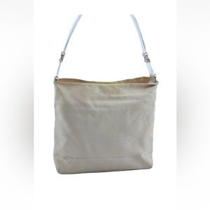 PRADA Vintage Nylon Tessuto Leather Shoulder Tote Bag Ivory
